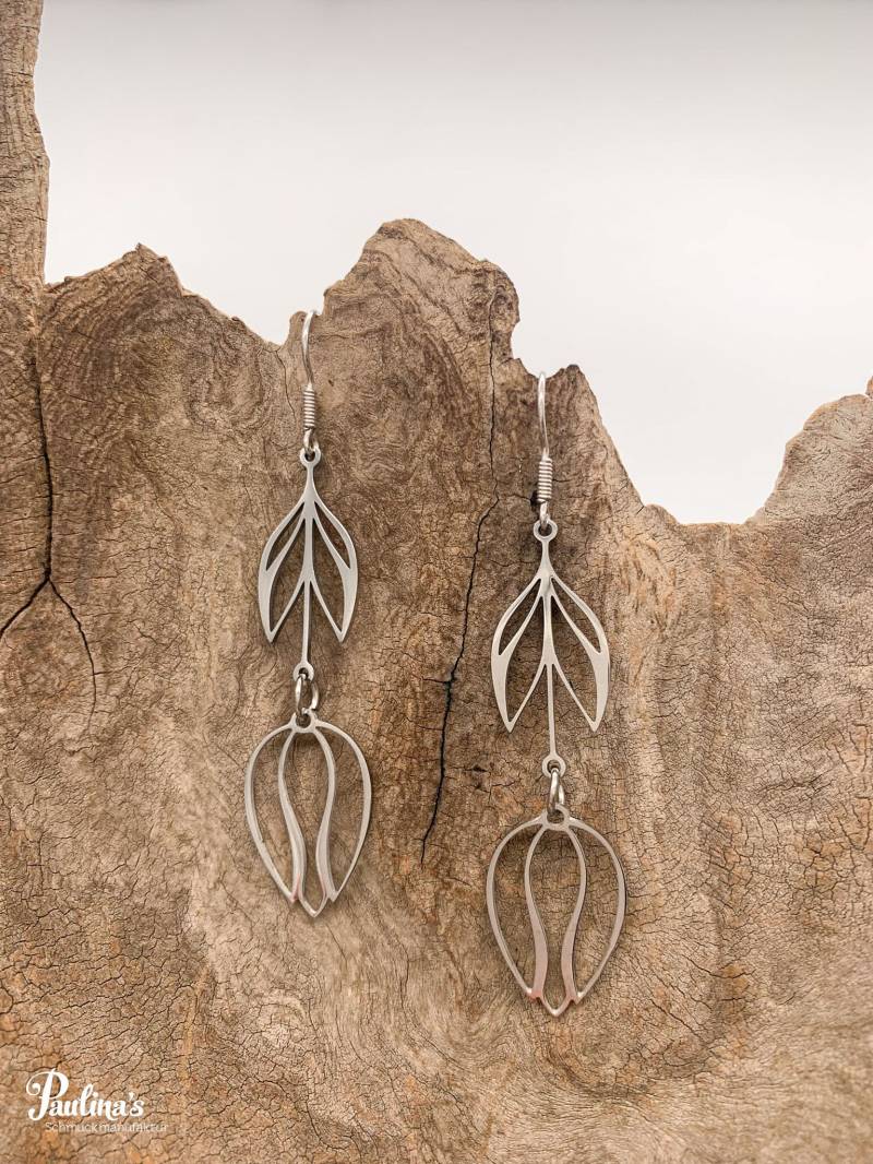 Tropfen-Energie-Ohrgehänge Edelstahl Rose Beweglich von PaulinasSchmuck