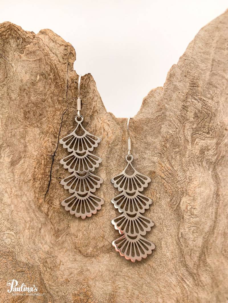 x-Energie-Ohrgehänge Edelstahl 4 Ginkgo-Blätter von PaulinasSchmuck