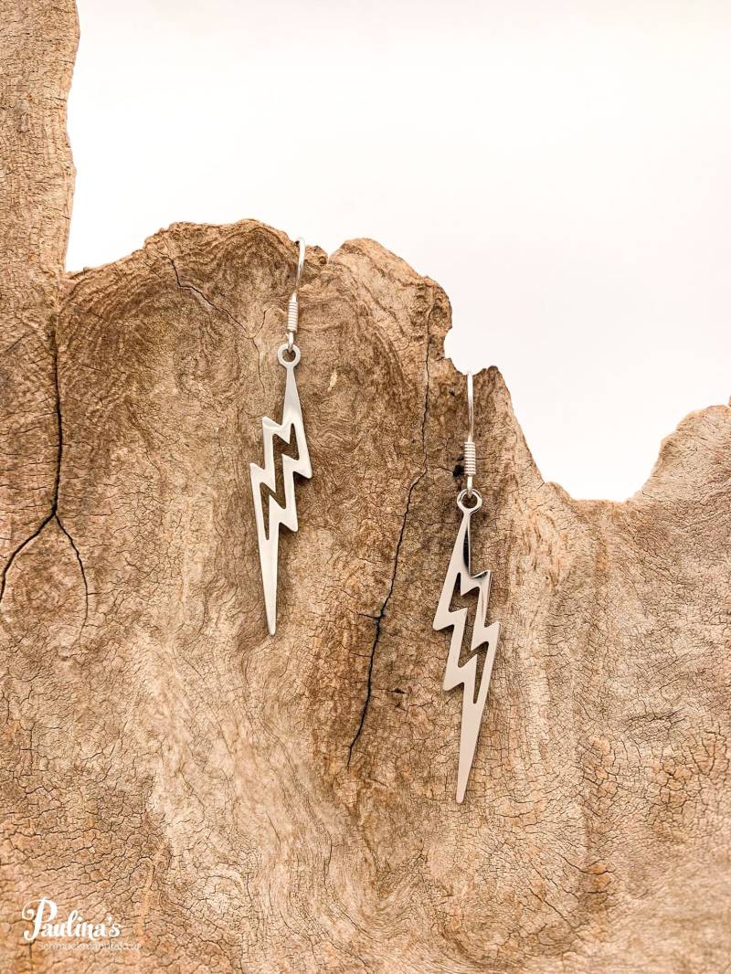 x-Energie-Ohrgehänge Edelstahl Kleiner Blitz von PaulinasSchmuck