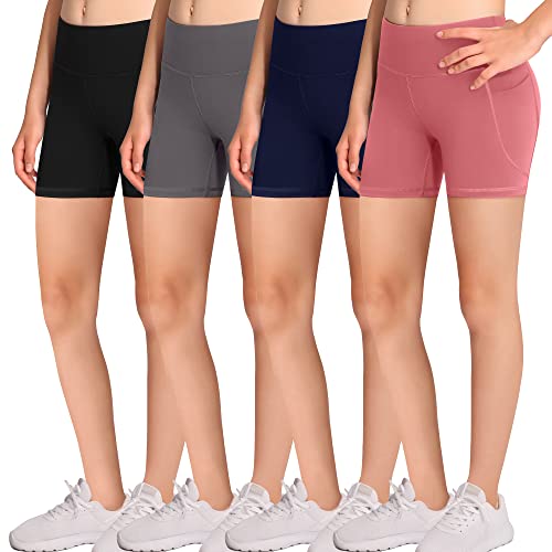 Volleyball Bike Shorts for Girls - 4 Packs Spandex Compression Shorts with Pockets for Kids Dance Yoga and Athletics von DALIGIRL