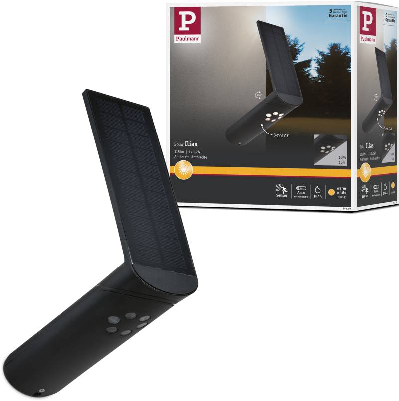 Paulmann LED Außen-Wandleuchte "Ilias" LED-Board 1 Stk. Warmweiß LED-Board, Solar, mit Bewegungsmelder von Paulmann