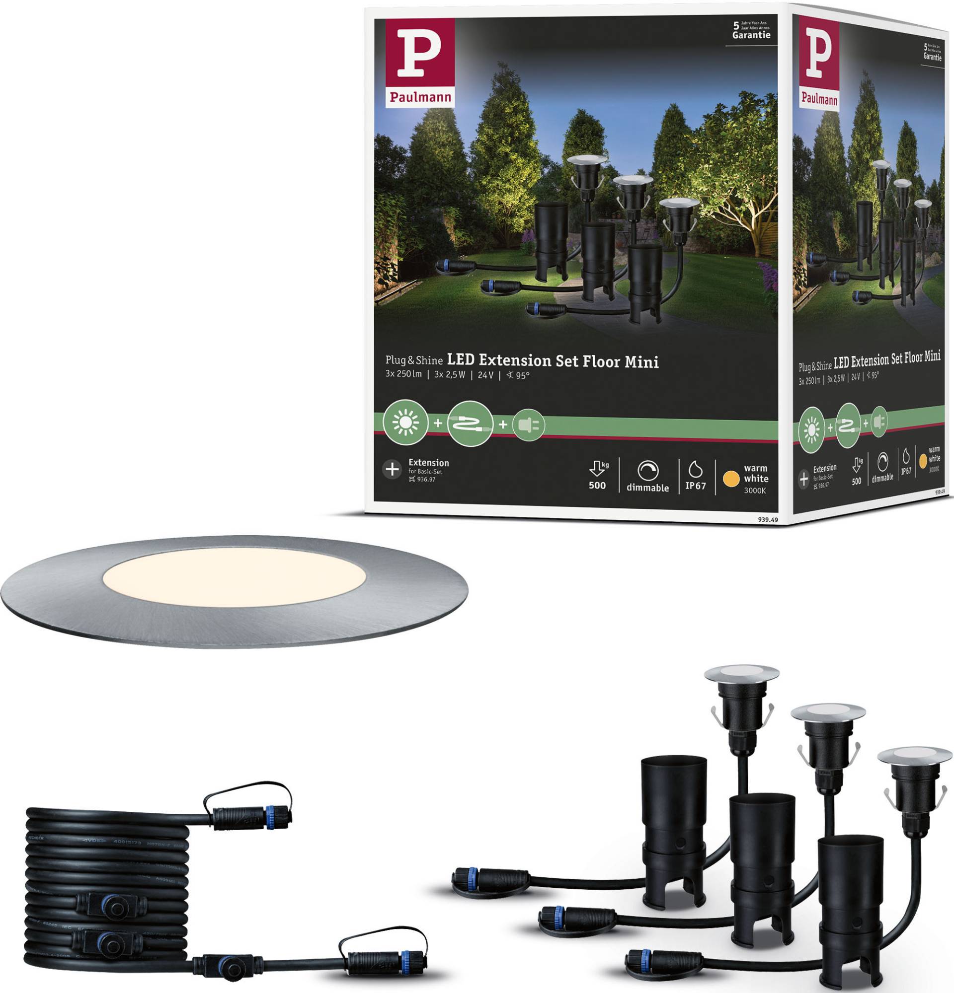 Paulmann LED Einbauleuchte "Plug & Shine" LED-Modul 4 Stk. Warmweiß LED-Modul, Deckenleuchte Stoff, Textil, Ø32cm, Wohnzimmerlampe von Paulmann