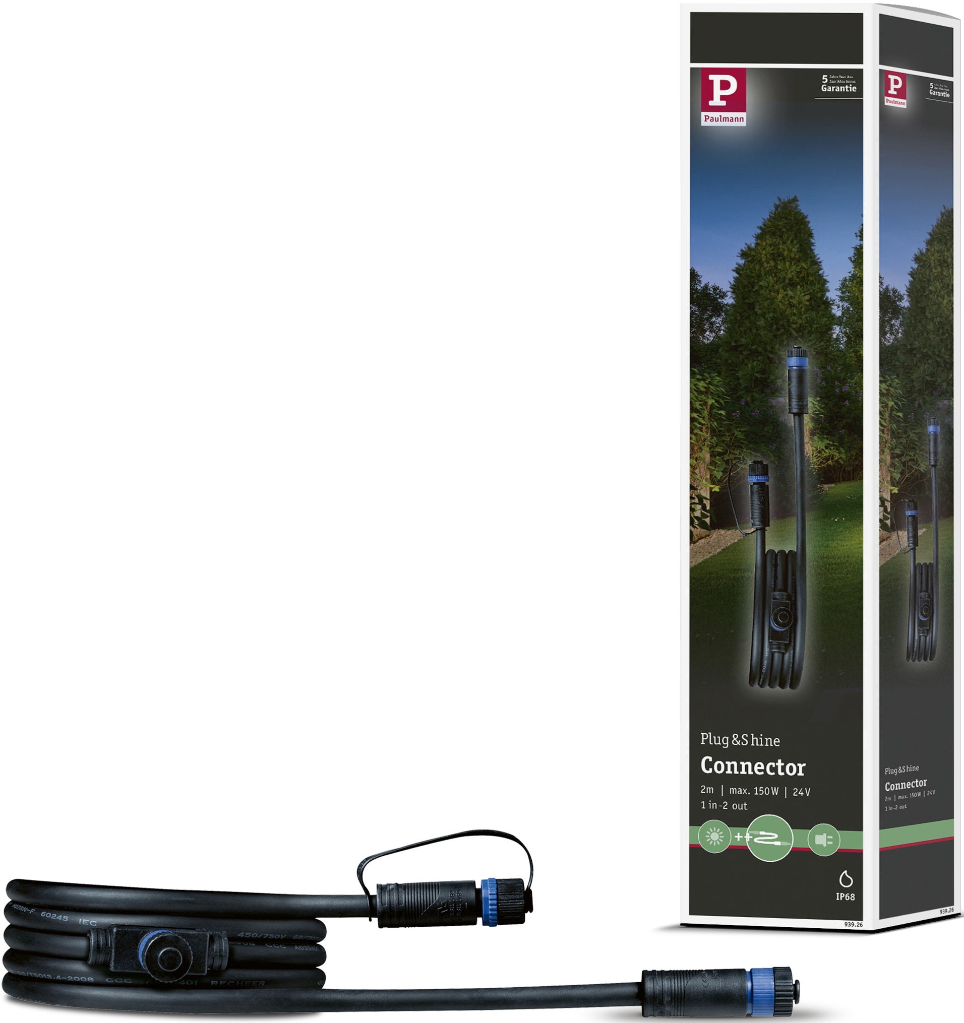 Paulmann Lampen-Verbindungskabel "Outdoor Plug&Shine 2m IP68" 200 cm 1 in - 2 out von Paulmann