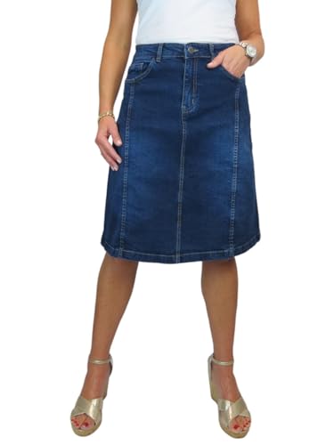 Knielanger A-Linien-Rock Aus Stretch-Denim Für Damen Dunkelblau Verblasst 36-48 (46) von Paulo Due