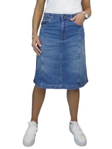 Knielanger A-Linien-Rock Aus Stretch-Denim Für Damen Mittelblau Verblasst 36-48 (46) von Paulo Due
