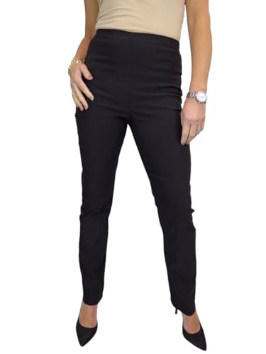 Paulo Due Damen-Schlupfhose Mit Elastischem, Hohem Bund Und Geradem Bein Für Die Büroarbeit Am Abend Schwarz 34-48 (48) von Paulo Due