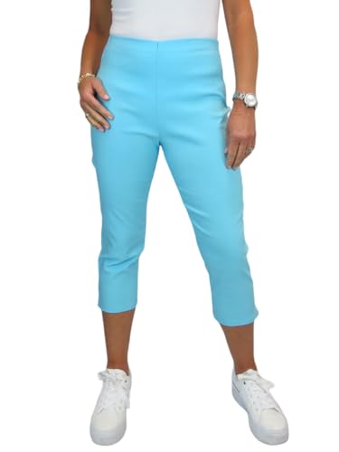 Paulo Due Pull-On-Stretch-Bengaline-Caprihose Für Damen Mit Elastischem, Hohem Bund Turkis 34-46 (44) von Paulo Due