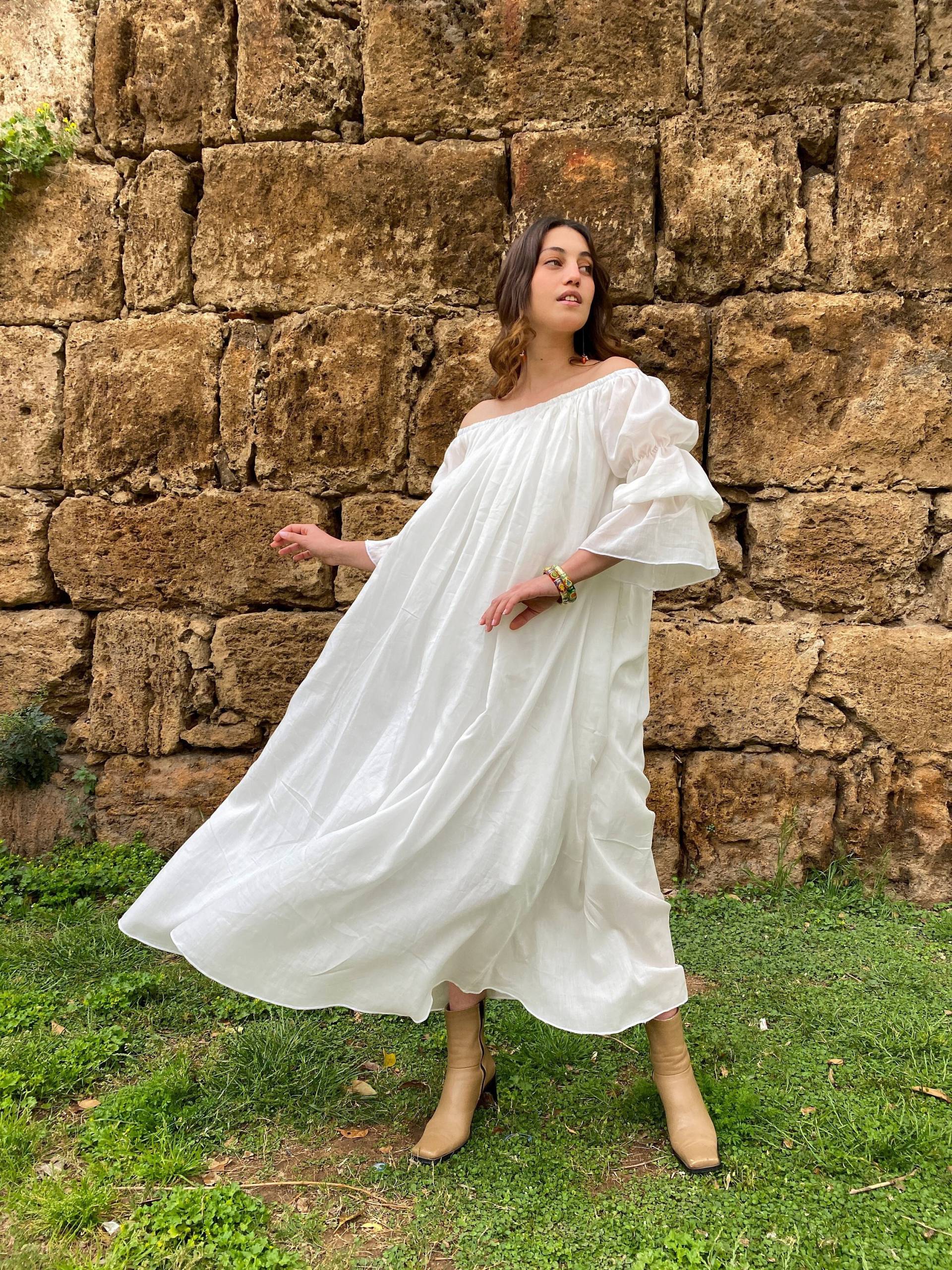 Baumwolle Renaissance Kleid | Chemise Weißes Nachthemd Puffärmel Die Schulter Weg Baumwollfutter Milchmädchen Baumwolle Renaissance Kleid | Chemise Weißes Nachthemd Puffärmel Die Schulter Weg Baumwollfutter Milchmädchen von PauloBeatitudo