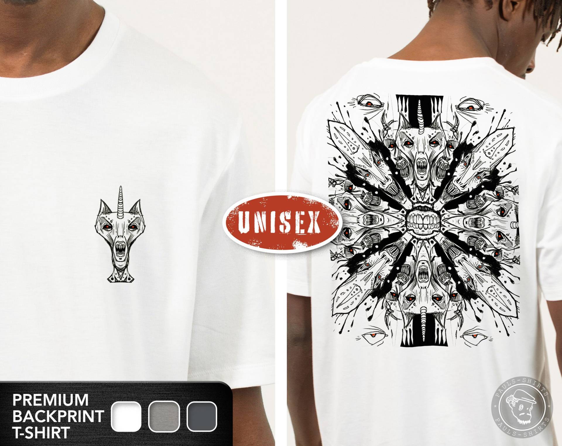 Caticorn Mandala T-Shirt | Premium Unisex Shirt Katzen-Einhorn-Monster von PaulsShirtsDE