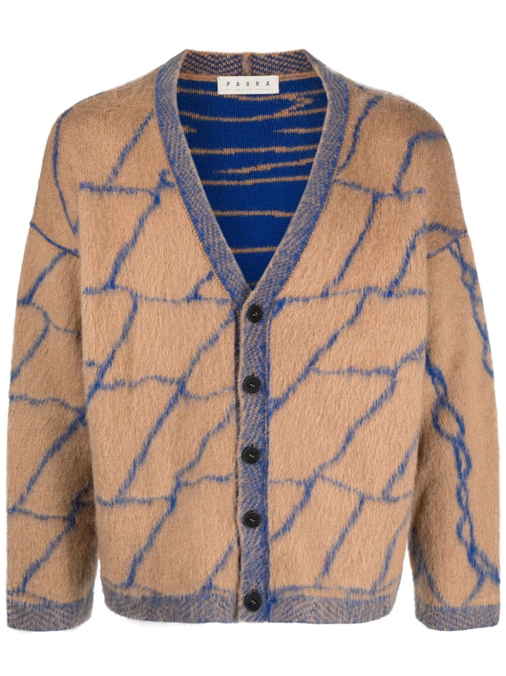 Paura Cardigan mit abstraktem Muster - Blau von Paura