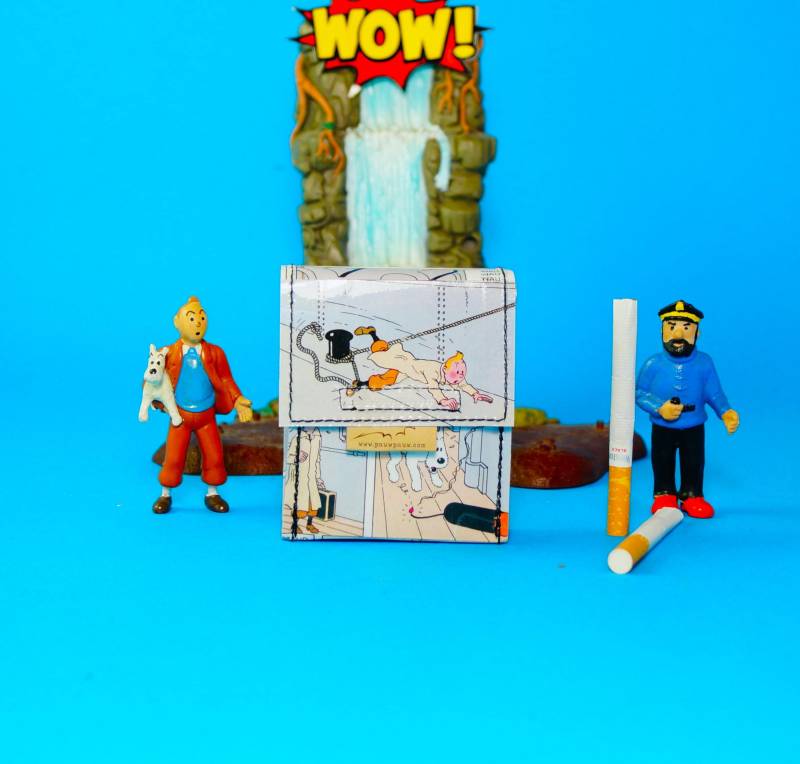 Tim & Struppi Zigaretten Hülle Comic Upcycling Unikat von PauwPauw