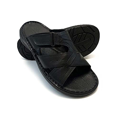 ZAPATISIMOS - Herren-Sandalen mit Mules-Flip-Flops, Leder, Sommer-Strand, Schwarz , 44 EU von Pavarella