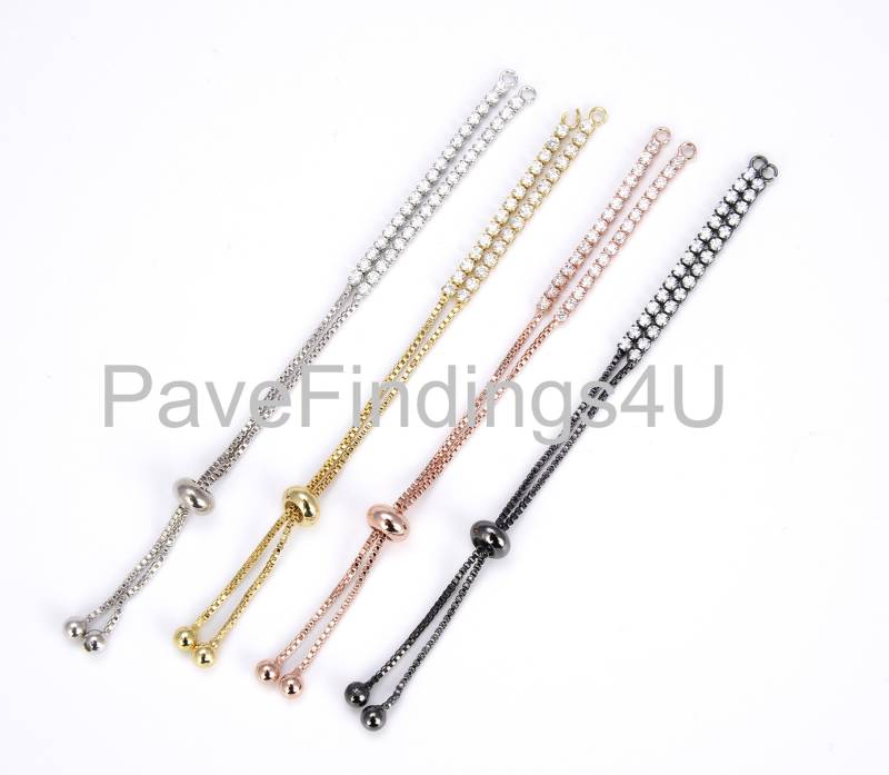 Diamant Cz Perlen Verstellbares Armband, Verstellbare Armband Rohlinge, Slide Bead Expandable Bracelet Finding, Slider , Ic008 von PaveFindings4u