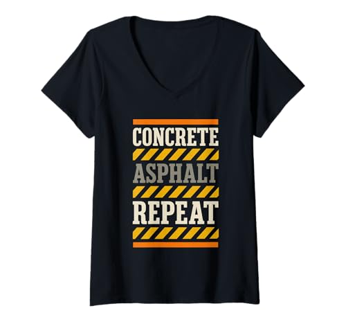 Damen Road Construction Crew Asphalt Beton Team Built to Last T-Shirt mit V-Ausschnitt Damen Road Construction Crew Asphalt Beton Team Built to Last T-Shirt mit V-Ausschnitt von Pavement Work Dad Humor Construction Pride Crew