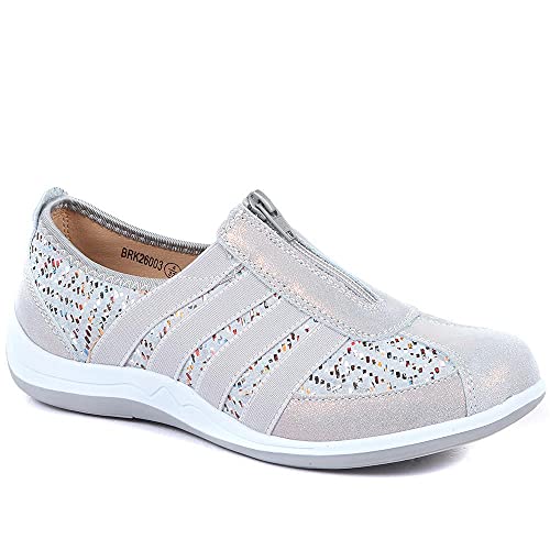 Pavers Leichte Damen-Sneaker mit Reißverschluss, bequemes aktives Schuhwerk mit atmungsaktivem Mesh-Obermaterial, vielseitige Damen-Sportschuhe für den Alltag, Denim, 5 UK von Pavers