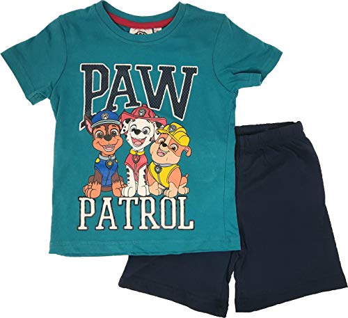 Nickelodeon Paw Patrol Jungen Pyjama Kurzarm Schlafanzug (Türkis, 116) von Paw Patrol - Helfer auf vier Pfoten