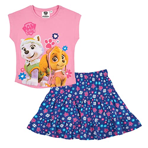 Paw Patrol - Helfer auf vier Pfoten Rock und T-Shirt Mädchen Set (Rosa-Blau, 122) von Paw Patrol - Helfer auf vier Pfoten