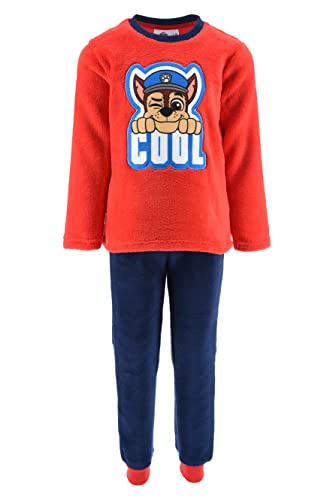 PAW PATROL Schlafanzug für Jungen, T-Shirt und Lange Hose, 2-Teiliges Set für Jungen, Weicher Samt, Design, Größen 3 bis 6 Jahre (as3, Age, 6_Years, Regular, Rot) von PAW PATROL