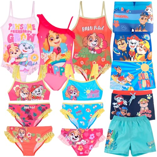 Paw Patrol - Badeanzug für Mädchen und Jungen – Einteiler Bikini Boxer Monokini Parigamba – Skye Everest Chase Marshall Rubble – Offizielles Nickelodeon, Boxer 0231 Marineblau, 7-8 Jahre von Paw Patrol