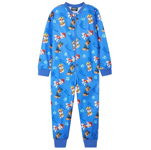 PAW PATROL Fleece Onesie Kinder Jungen, kuscheliger Schlafsack mit Füßen Geschenk Junge 2 bis 6 Jahre (Blau, 3-4 Jahre) von PAW PATROL