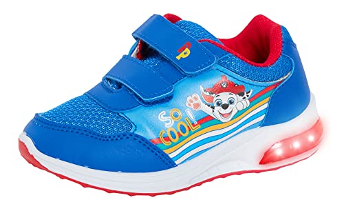 Paw Patrol Jungen Leuchtende Sport-Turnschuhe mit Lichtern Kinder Chase Marshall blinkende Schuhe, Blau / Rot, 31 EU von PAW PATROL