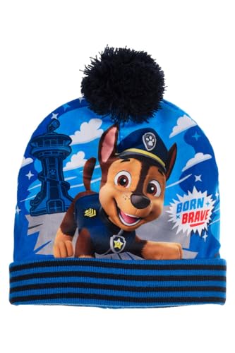 PAW PATROL Paw Patrol Jungen Mütze mit Bommel Wintermütze (DE/NL/SE/PL, Numerisch, 52, Dunkelblau) von PAW PATROL