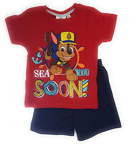 Paw-Patrol Jungen Schlafanzug Pyjama (Rot, 98) von PAW PATROL