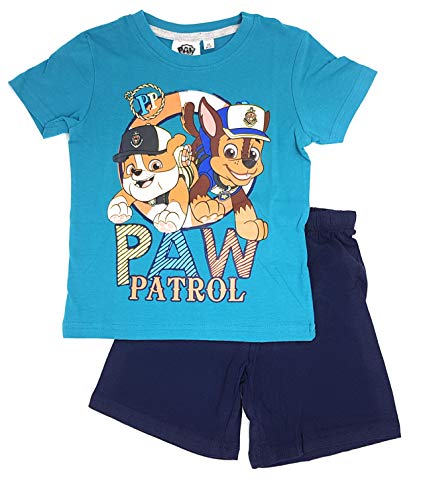 Paw-Patrol Jungen Schlafanzug Pyjama (Türkis, 116) von PAW PATROL