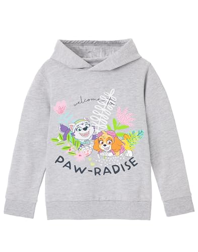 PAW PATROL Mädchen Grauer Kapuzenpullover | 'Paw-Radise' mit Skye und Everest | Abenteuer mit Stil | EIN kuscheliger Kapuzenpullover für kleine Enthusiasten von PAW PATROL