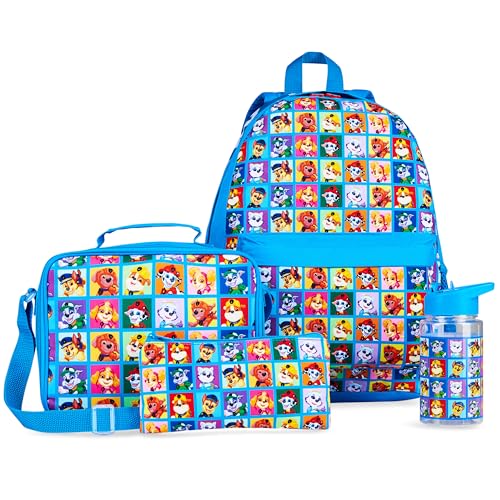PAW PATROL Rucksack Kinder 4er Set Schulranzen mit Trinkflasche Kinder Federmäppchen Lunchtasche Isoliert Skye Chase Marshall von PAW PATROL