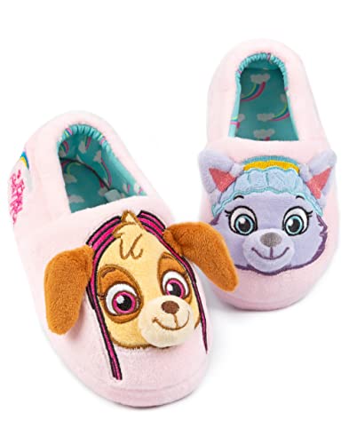 PAW PATROL Hausschuhe Kinder Kleinkinder | Animierte Rettungswelpen mit 3D-Ohren für Mädchen und Kleinkinder, Everest Skye, rosa Slip-on-Hausschuhe von PAW PATROL