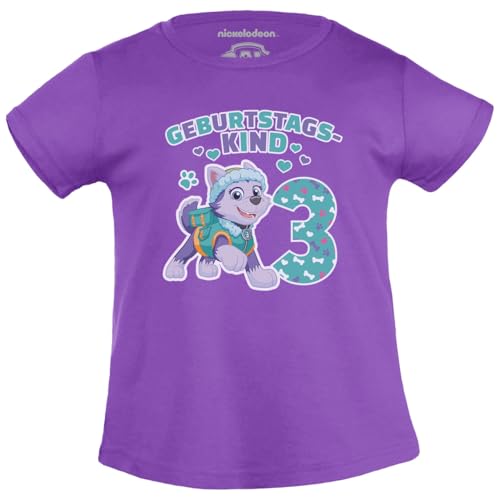 PAW PATROL - Geburtstagskind 3 Jahre Geburtstag Geschenk Everest Mädchen T-Shirt 94 Lila von PAW PATROL