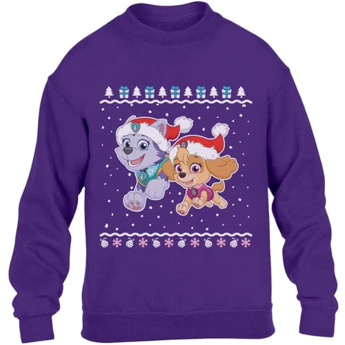 PAW PATROL Weihnachtspullover Skye Everest Mädchen Kinder Pullover Sweatshirt 104 Lila von PAW PATROL