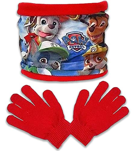 Paw Patrol Winter-Set mit Schlauchschal und Handschuhe Schal mit kuschelig, weichem Fleece gefüttert - Rot von PAW PATROL