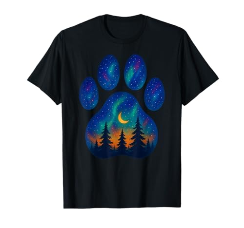 Paw Aurora Northern Lights Pine Tree für Jungen, Mädchen, Kinder T-Shirt von PawAxis1