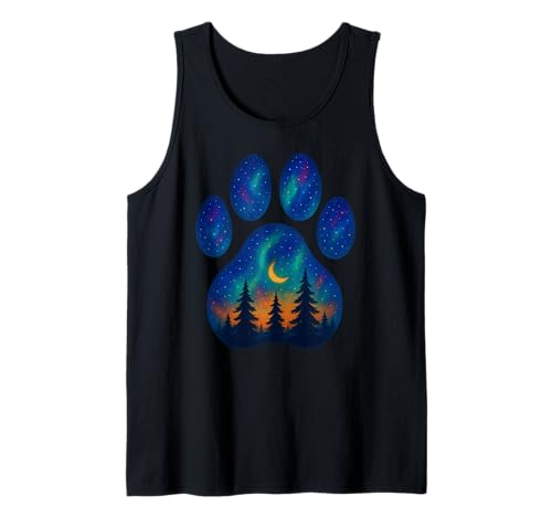Paw Aurora Northern Lights Pine Tree für Jungen, Mädchen, Kinder Tank Top von PawAxis1