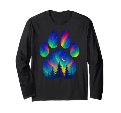 Paw Pine Tree Nordlichter Aurora Jungen Mädchen Kinder Langarmshirt von PawAxis1