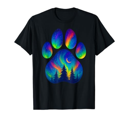 Paw Pine Tree Nordlichter Aurora Jungen Mädchen Kinder T-Shirt von PawAxis1