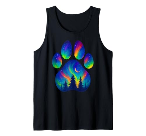 Paw Pine Tree Nordlichter Aurora Jungen Mädchen Kinder Tank Top von PawAxis1