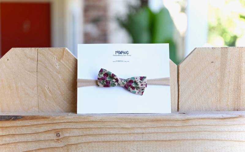 Braunes Blumen Stirnband, Baby Mädchen Schleife, Florale Florales Nylon Thanksgiving Schleife von PawHug