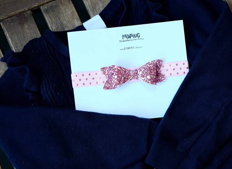 Rosa Chunky Glitzer Leder Stirnband | Baby Stirnband, Schleife Neugeborenen Stirnband, Valentines von PawHug