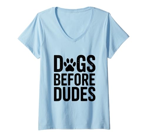 Damen Dogs Before Dudes Süßer Hundeliebhaber T-Shirt mit V-Ausschnitt Damen Dogs Before Dudes Süßer Hundeliebhaber T-Shirt mit V-Ausschnitt von Pawesome Apparel for Dog Enthusiasts and Lovers
