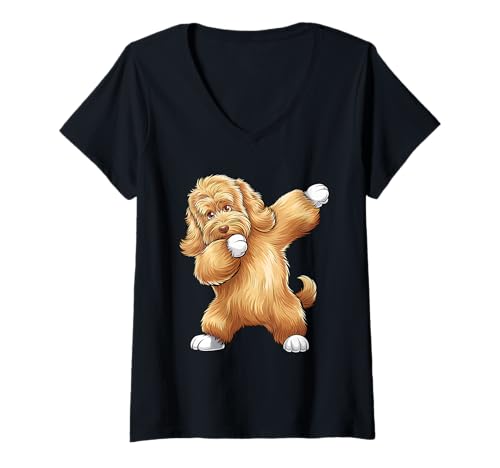 Damen Cooler Dabbing Dog Dance für Hundeliebhaber T-Shirt mit V-Ausschnitt Damen Cooler Dabbing Dog Dance für Hundeliebhaber T-Shirt mit V-Ausschnitt von Pawesome Apparel for Dog Enthusiasts and Owners