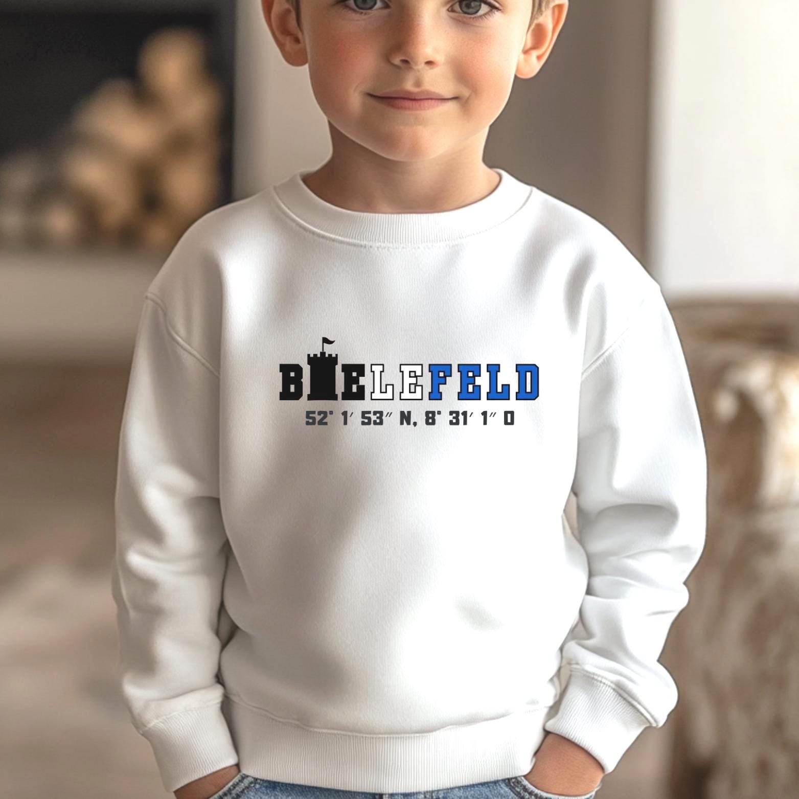 Kinder Sweatshirt Bielefeld Fußball| Koordinaten Fußballstadion|Arminia Fanartikel|Kinder Pullover Geschenk Fußballfan| Fußballfan Arminia von PawfectFindsDE