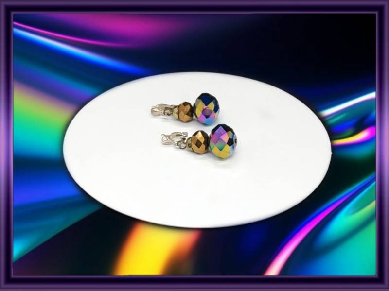 Vintage Mid-Century Aurora Borealis Kristall Ohrclips von PawhillTreasures