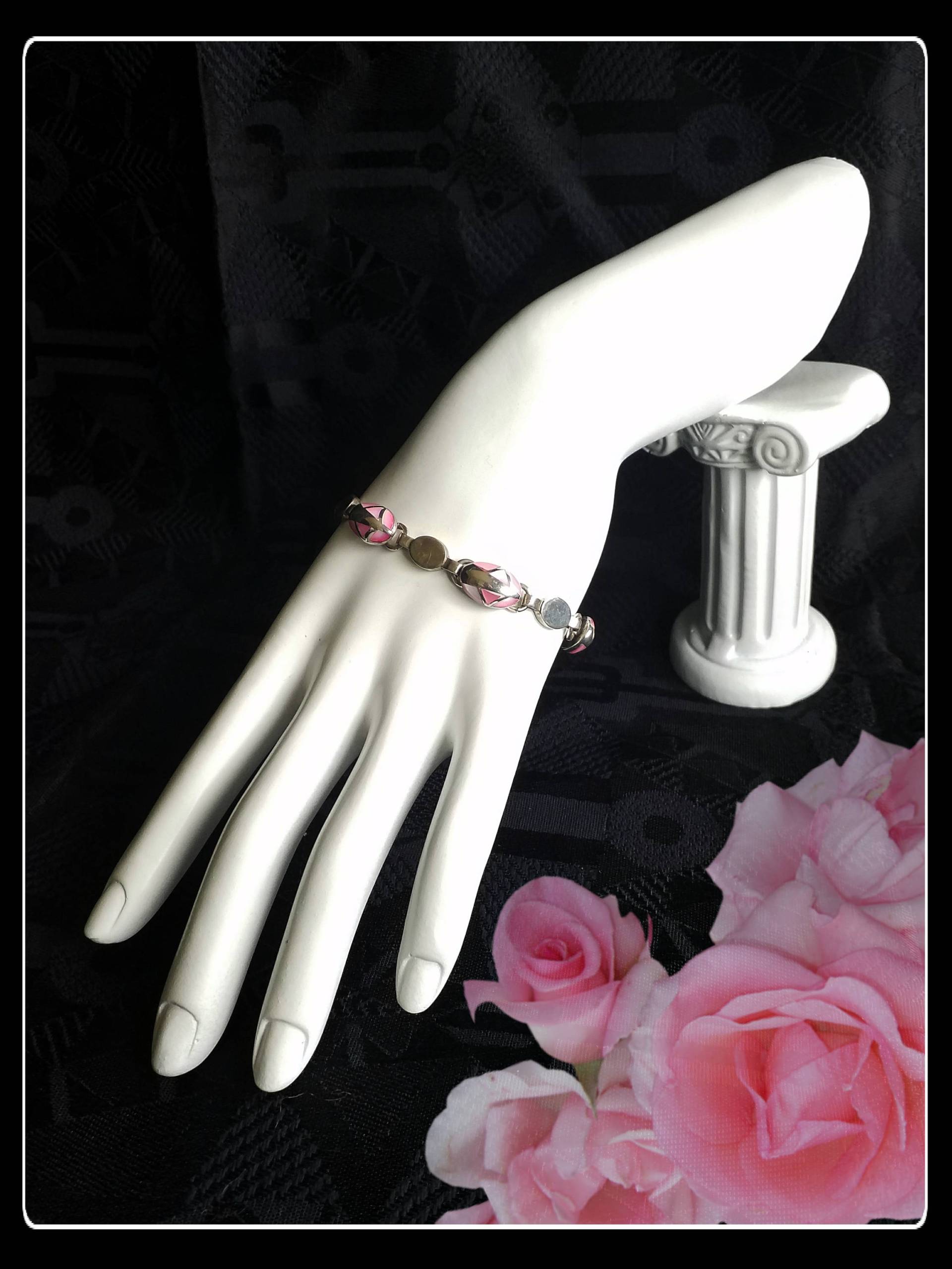 Vintage Silber Und Rosa Sterling Armband Vintage Silber Und Rosa Sterling Armband von PawhillTreasures
