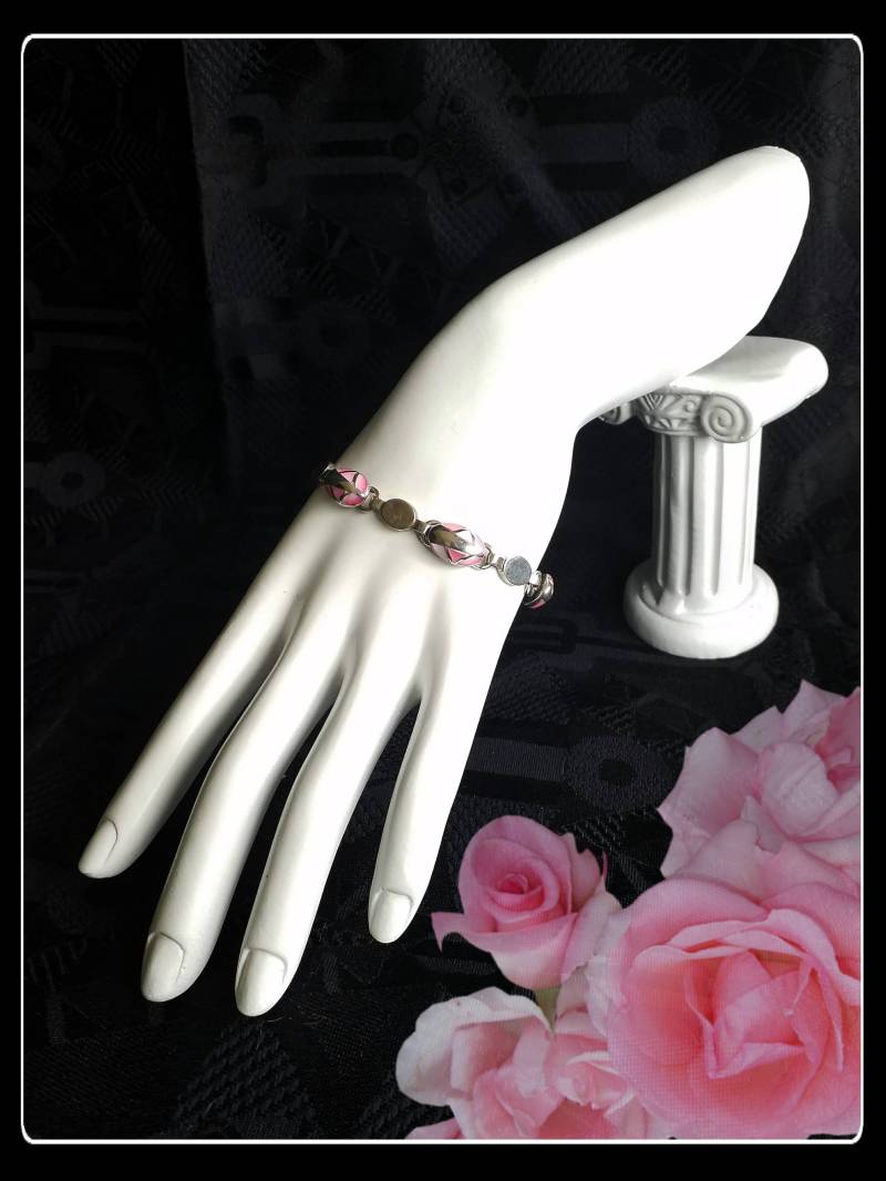 Vintage Silber Und Rosa Sterling Armband Vintage Silber Und Rosa Sterling Armband von PawhillTreasures