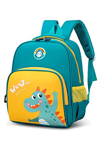 Pawleso Dino Rucksack Kindergarten, Dinosaurier Kindergartenrucksack Jungen, Wasserdichter Kita Rucksack Junge, Kleinkindrucksack 32 * 25cm für 2~6 Jahre alte Kinder, Höhe 80~115cm, Gelb-grün von Pawleso