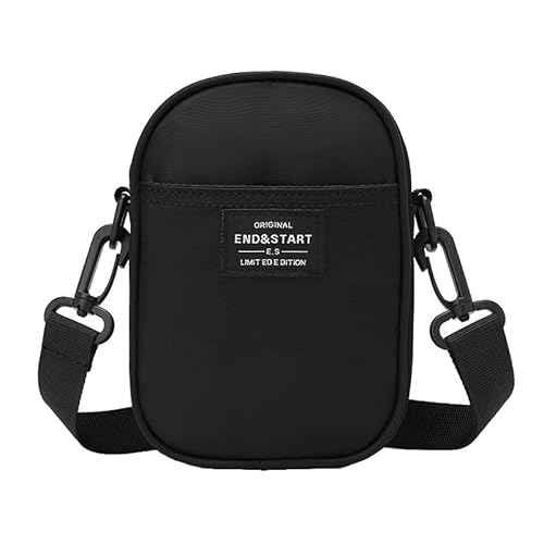 Pawleso Kleine Umhängetasche für Herren, Crossbody Bag Herren, 18cm, 1.2 L Handytasche Schwarz, Schultertäschchen Damen mit Reißverschluss von Pawleso