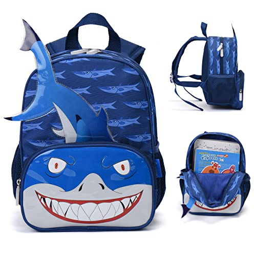 Pawleso Rucksack für Mädchen, Kindergarten, Rucksäcke für Kinder, Cartoon-Hai, Schultertasche für Jungen und Mädchen, Jungen Geschenk Weihnachten, A4 großer Rucksack, Stereoskopischer Hai, M von Pawleso